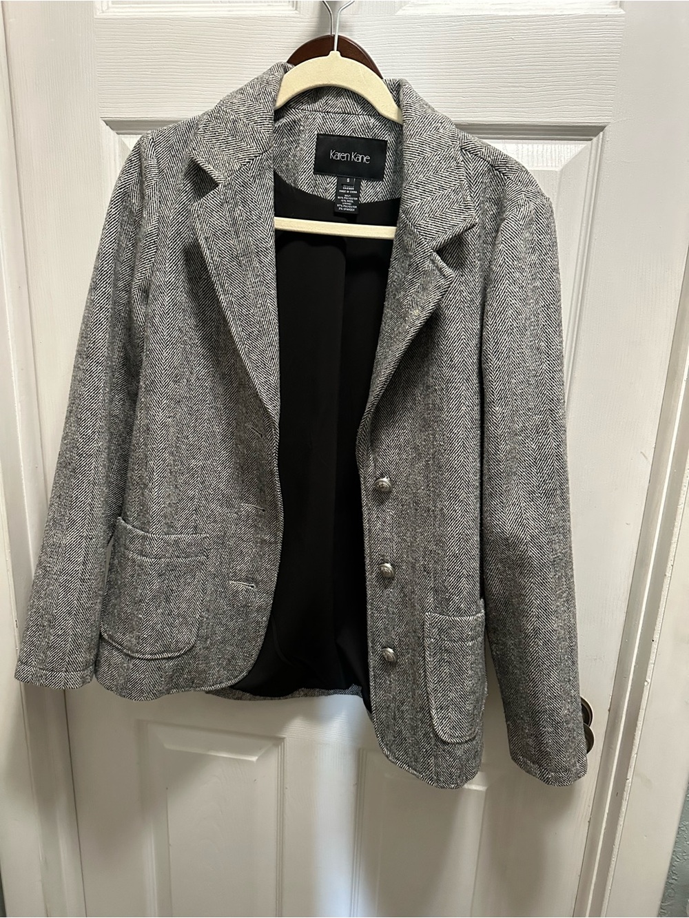 Karen Kane Gray Herringbone Tailored Blazer